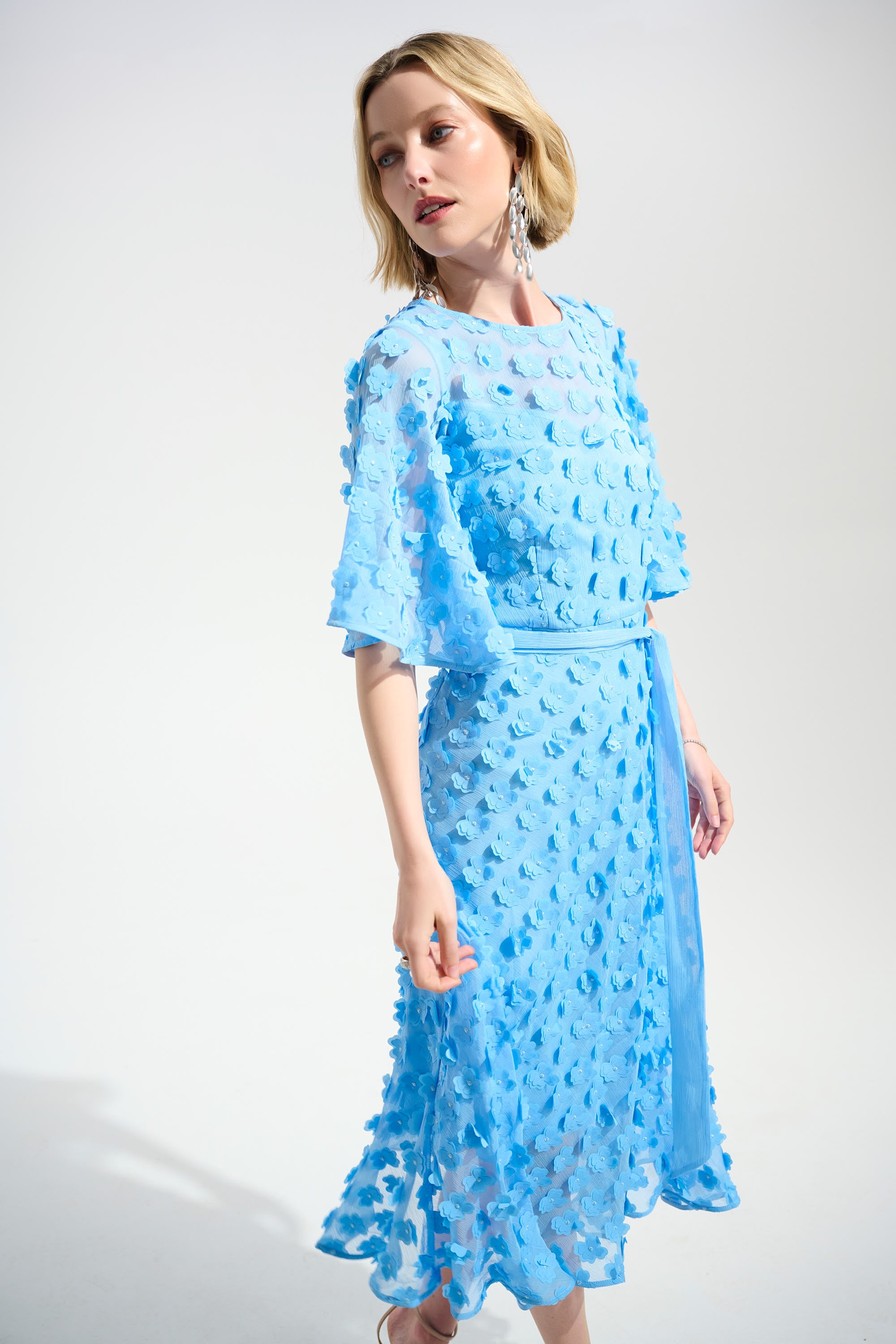 Signature | 3D Embroidered Chiffon Fit and Flare Dress