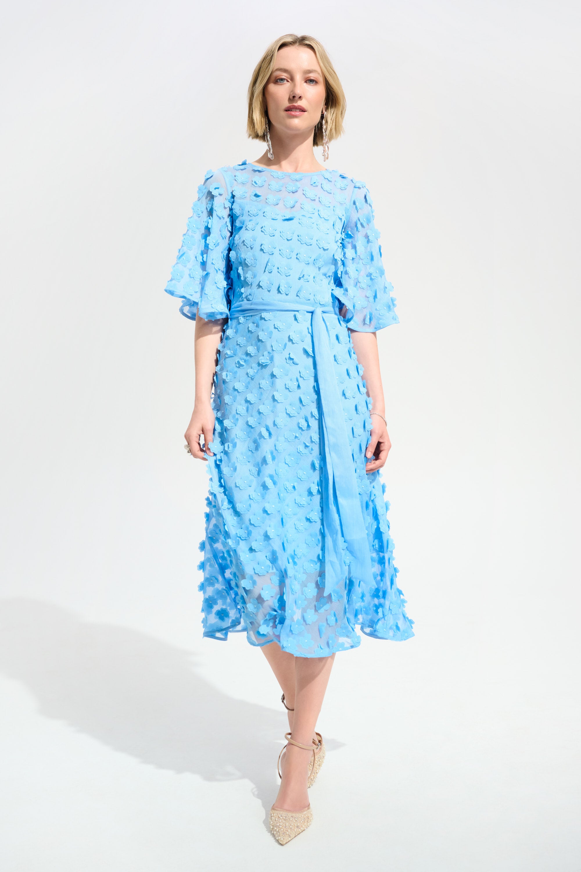 Signature | 3D Embroidered Chiffon Fit and Flare Dress
