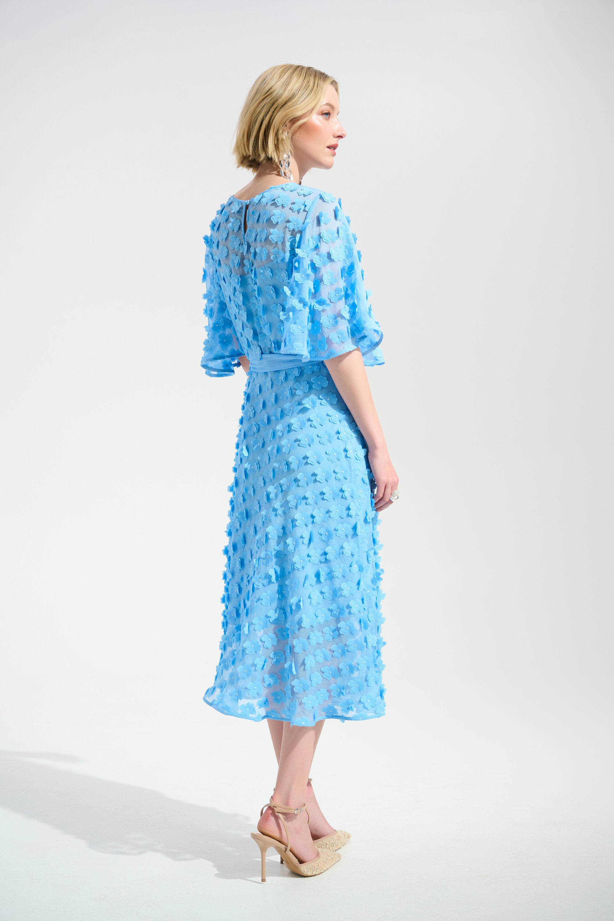 Signature | 3D Embroidered Chiffon Fit and Flare Dress
