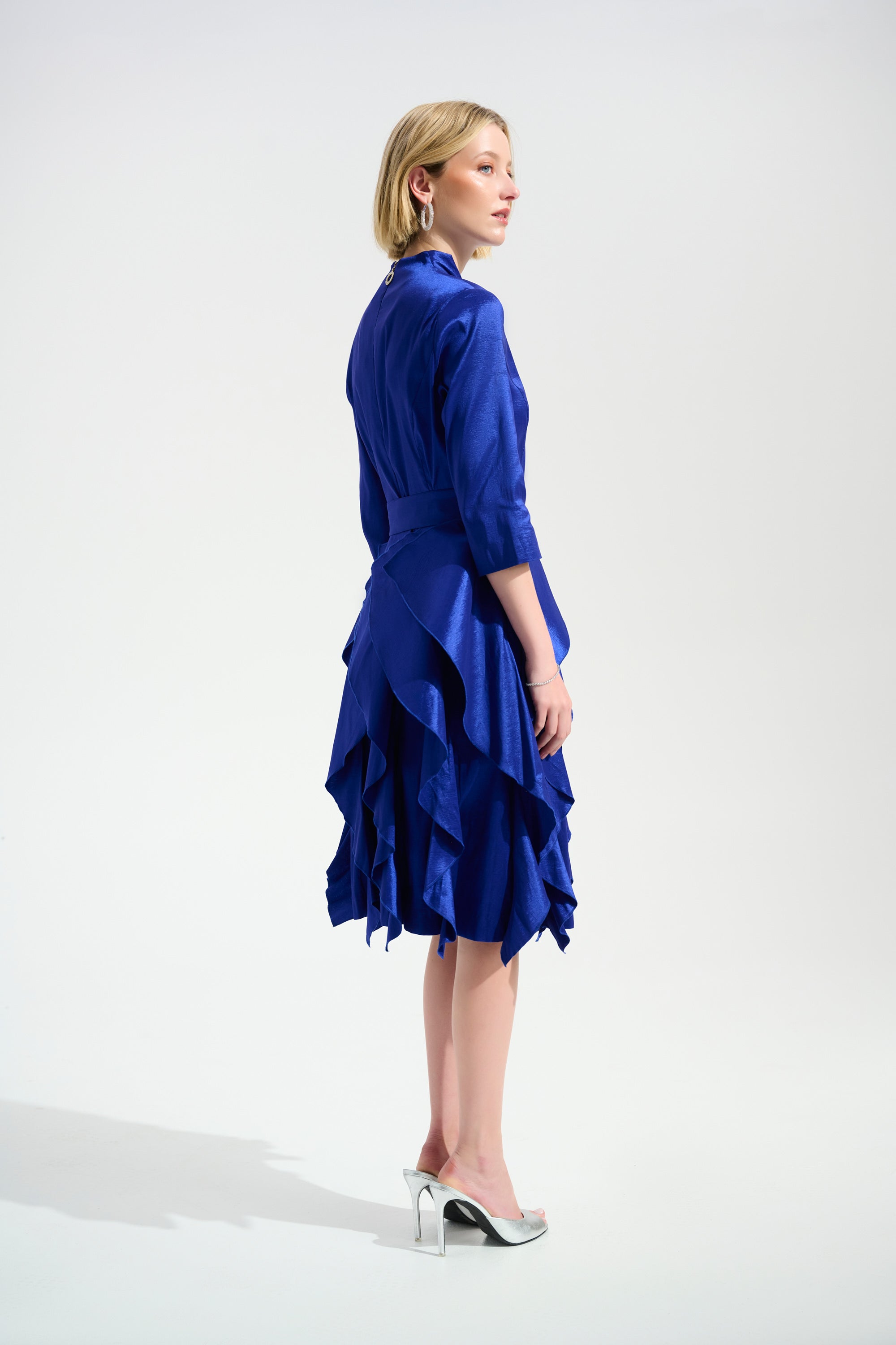 Joseph Ribkoff Signature Stretch Taffeta Dress | Cascading Ruffle Skirt