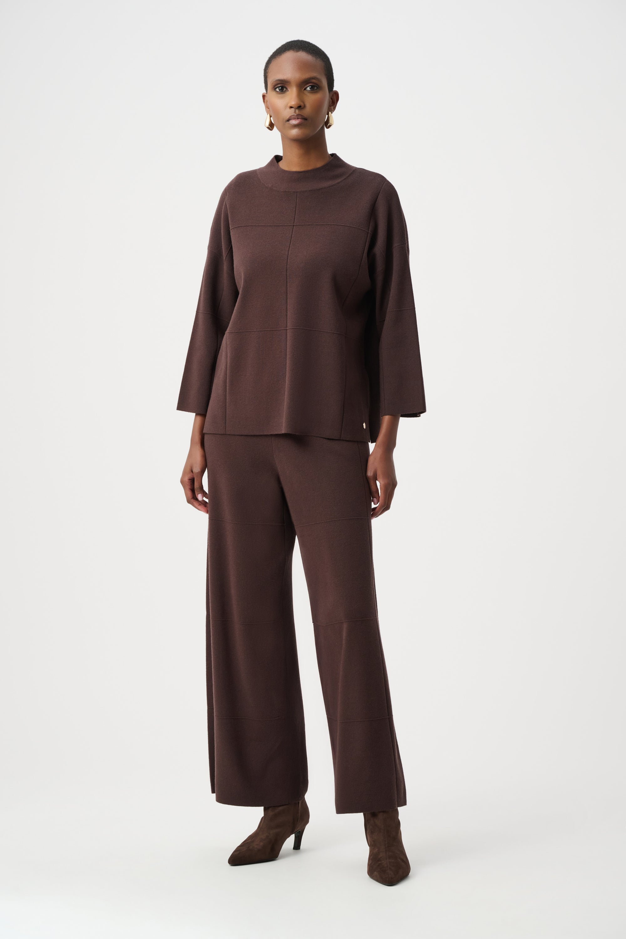 JOSEPH RIBKOFF BRUSHED VISCOSE STRAIGHT TOP WITH MOCK NECK