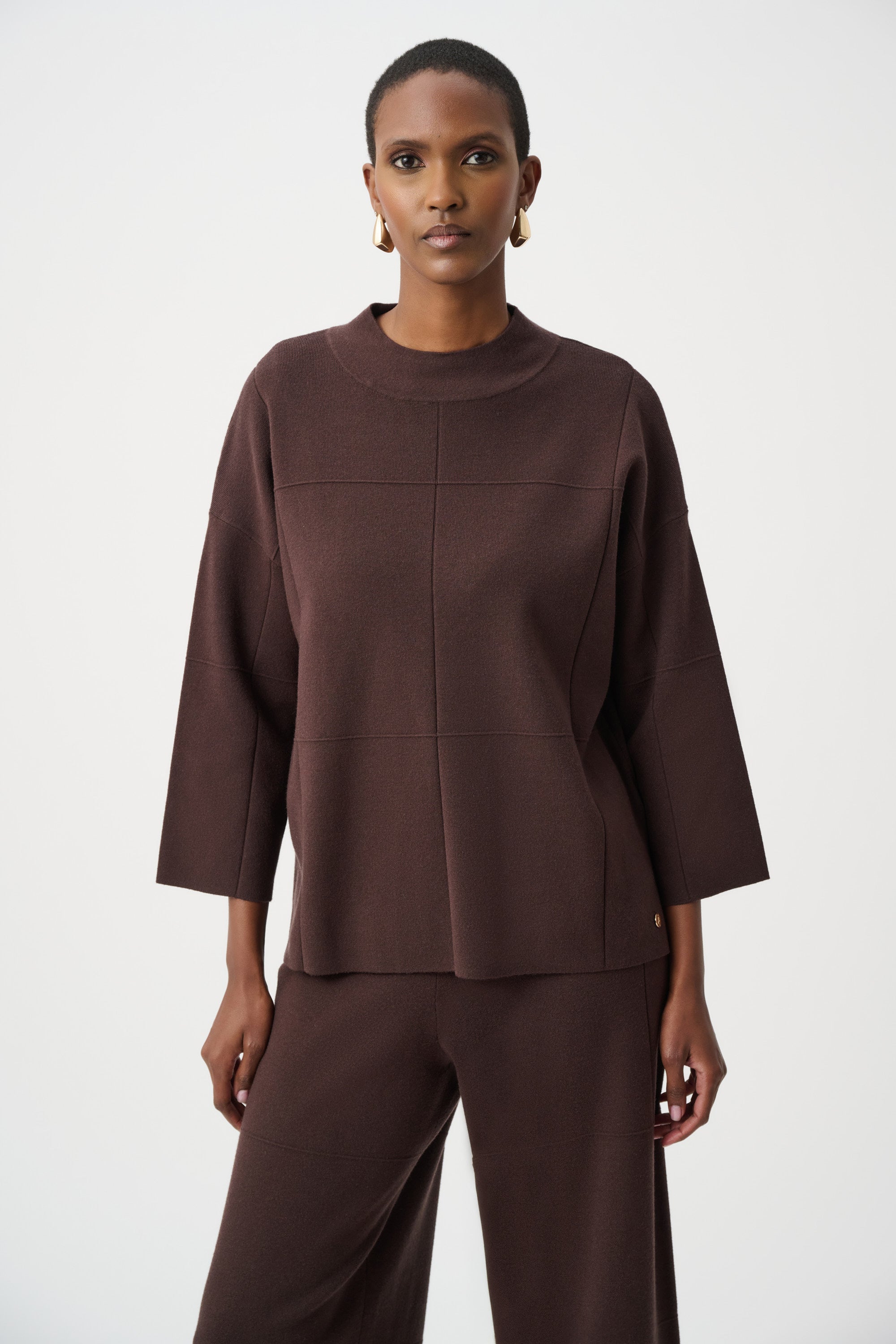 JOSEPH RIBKOFF BRUSHED VISCOSE STRAIGHT TOP WITH MOCK NECK