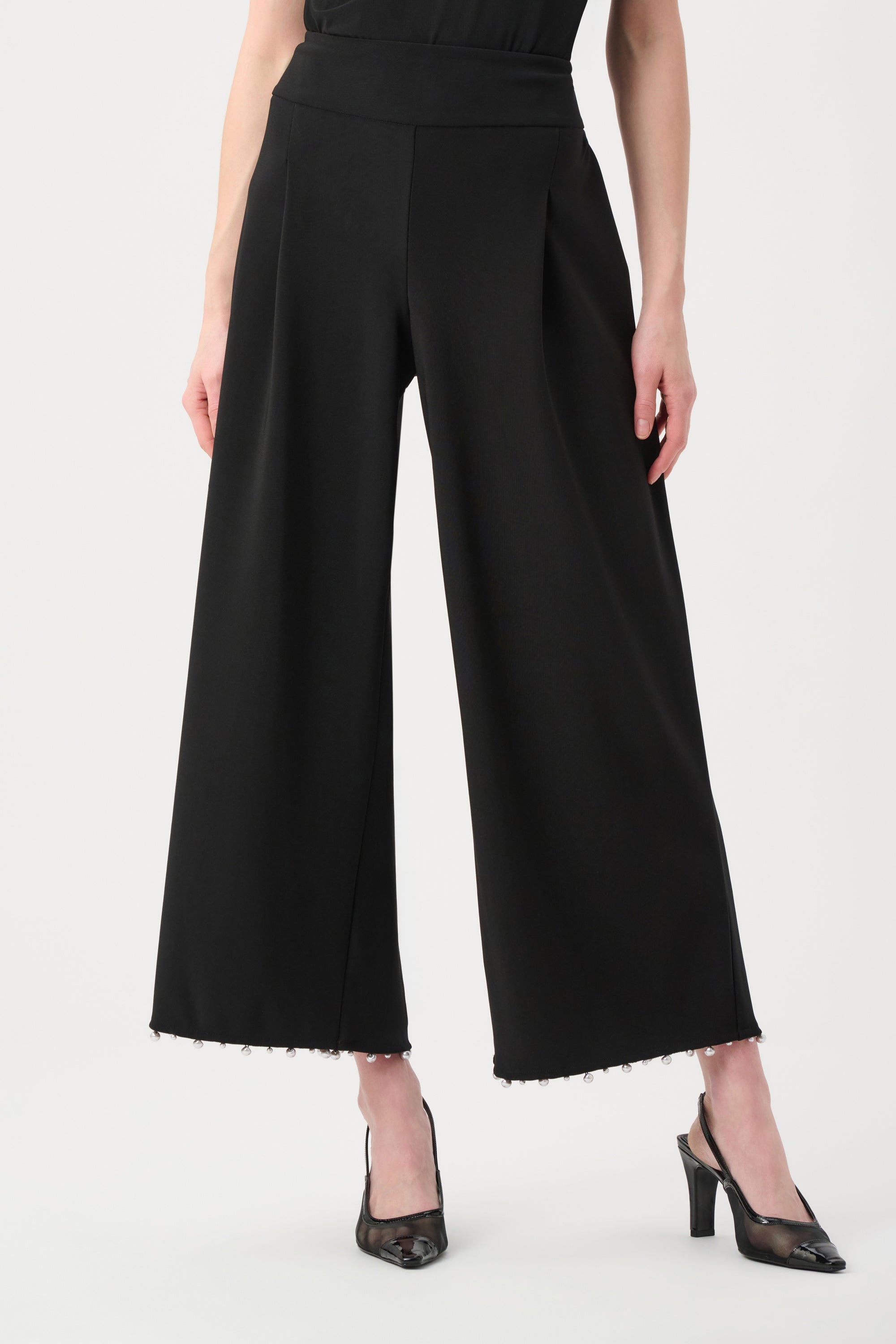 Joseph Ribkoff Silky Knit Pearl-Trim Culotte Pants