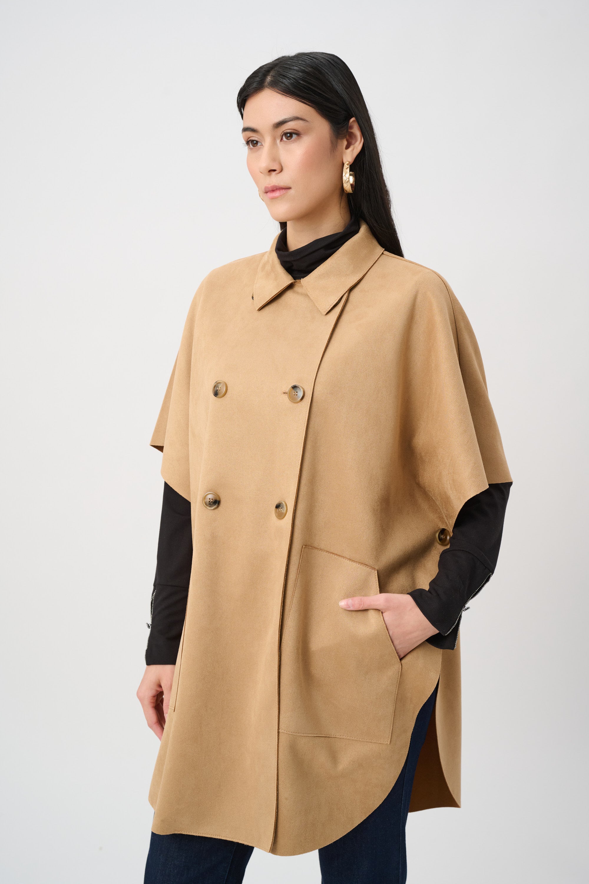 JOSEPH RIBKOFF SCUBA SUEDE PONCHO JACKET