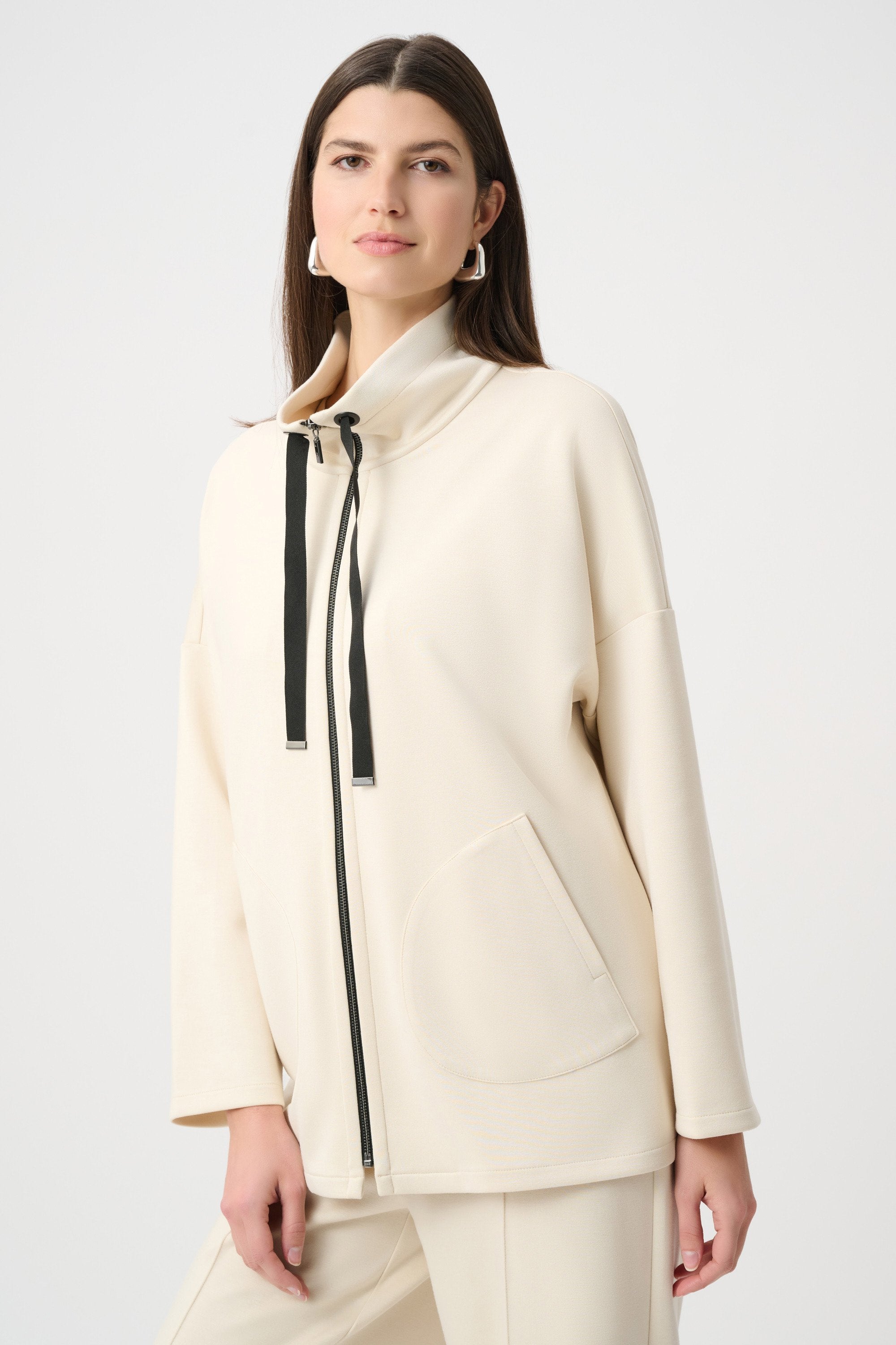 Joseph Ribkoff Scuba Jersey Funnel-Neck Boxy Jacket