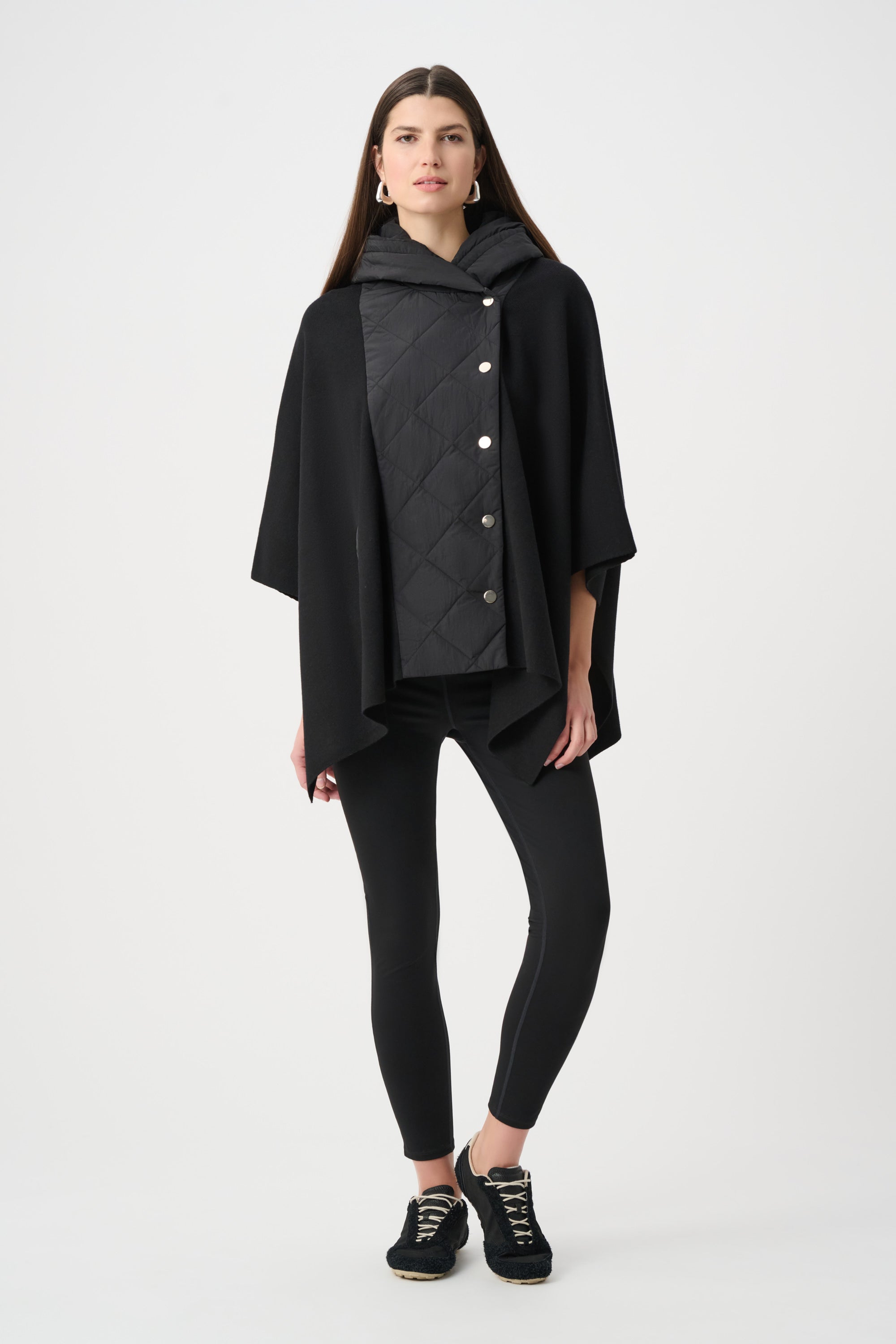 JOSEPH RIBKOFF SWEATER KNIT QUILTED PONCHO JACKET