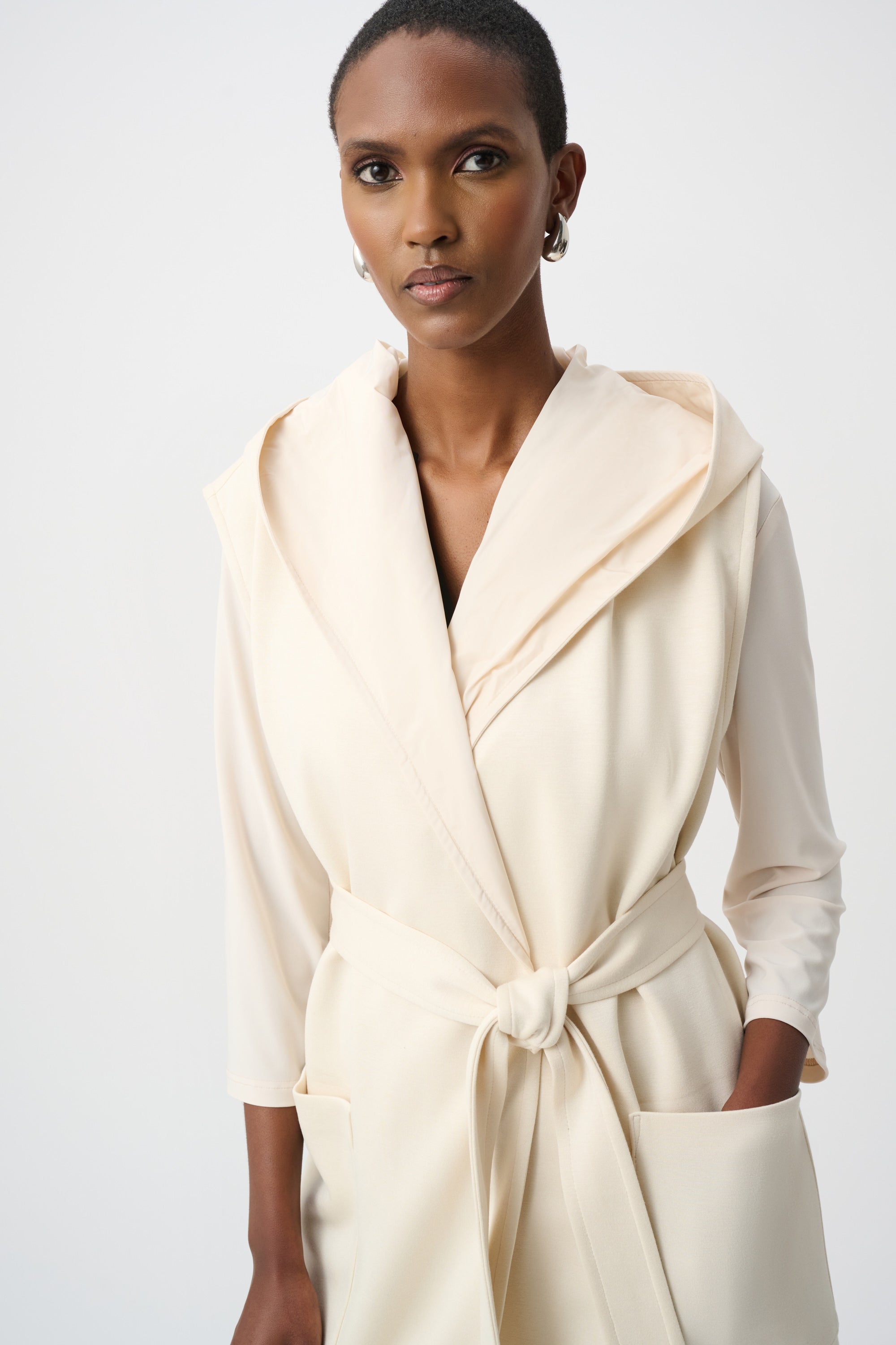 Joseph Ribkoff Scuba Jersey and Memory Hooded Vest