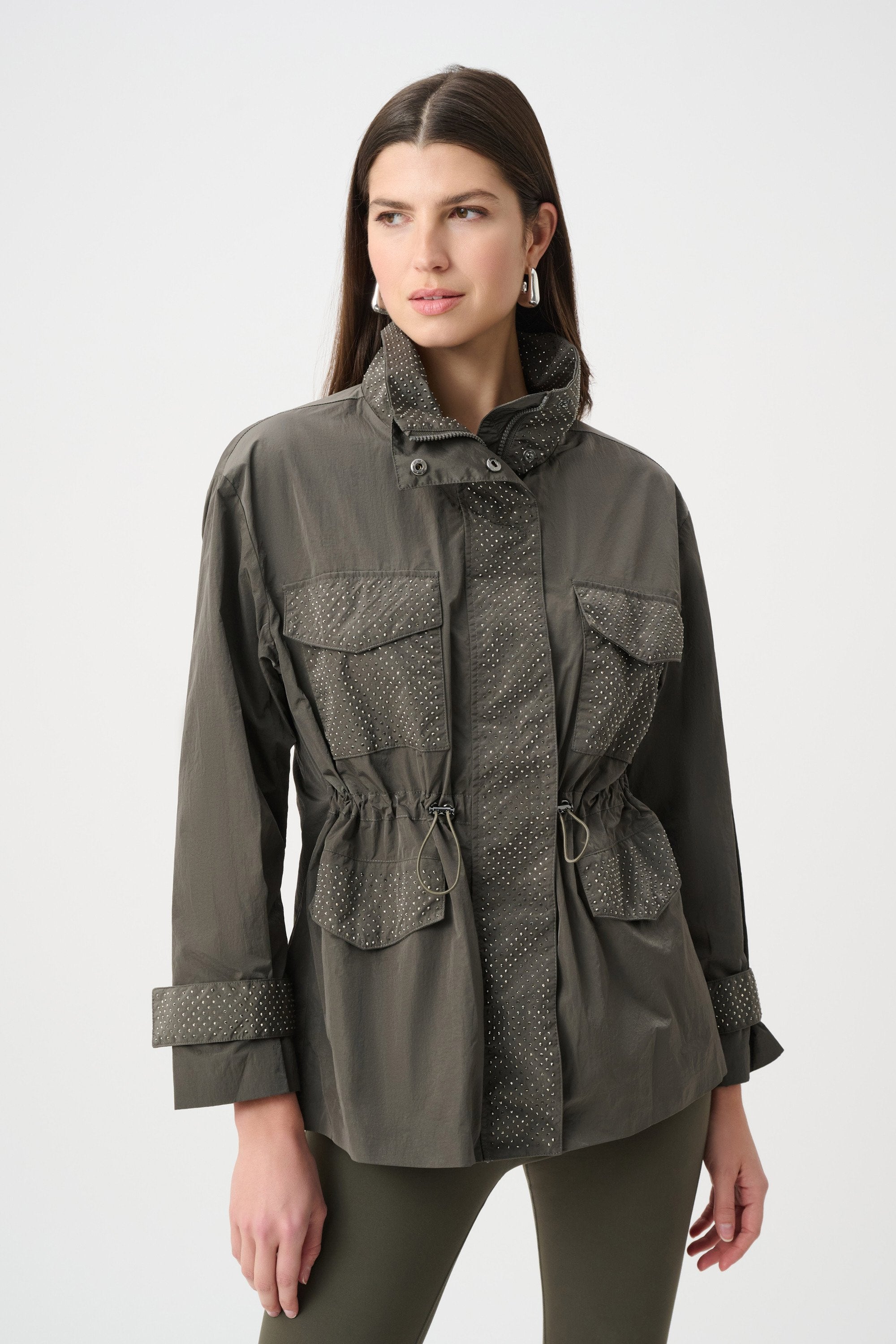 Joseph Ribkoff Nylon Mock-Neck Embellished Jacket