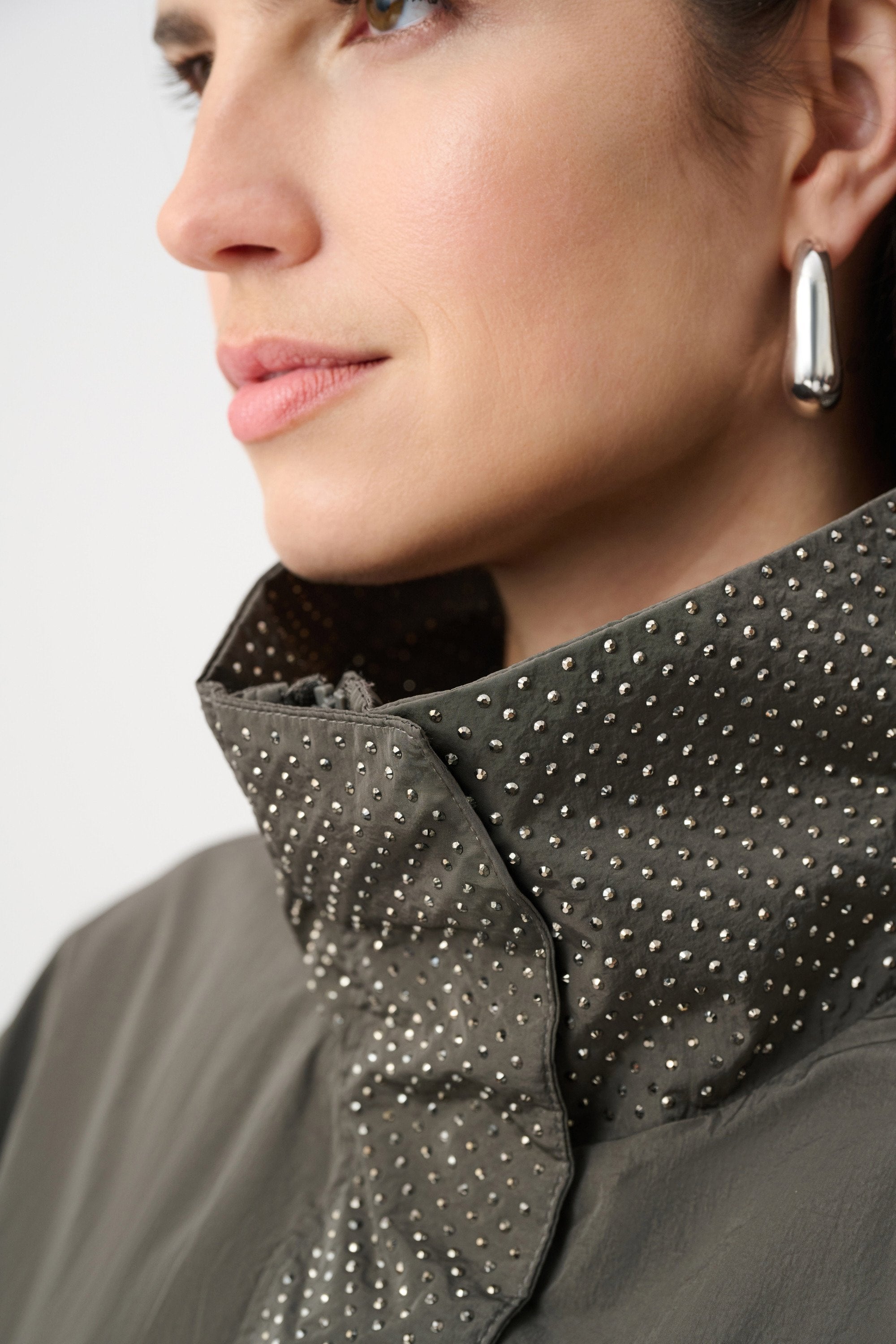 Joseph Ribkoff Nylon Mock-Neck Embellished Jacket