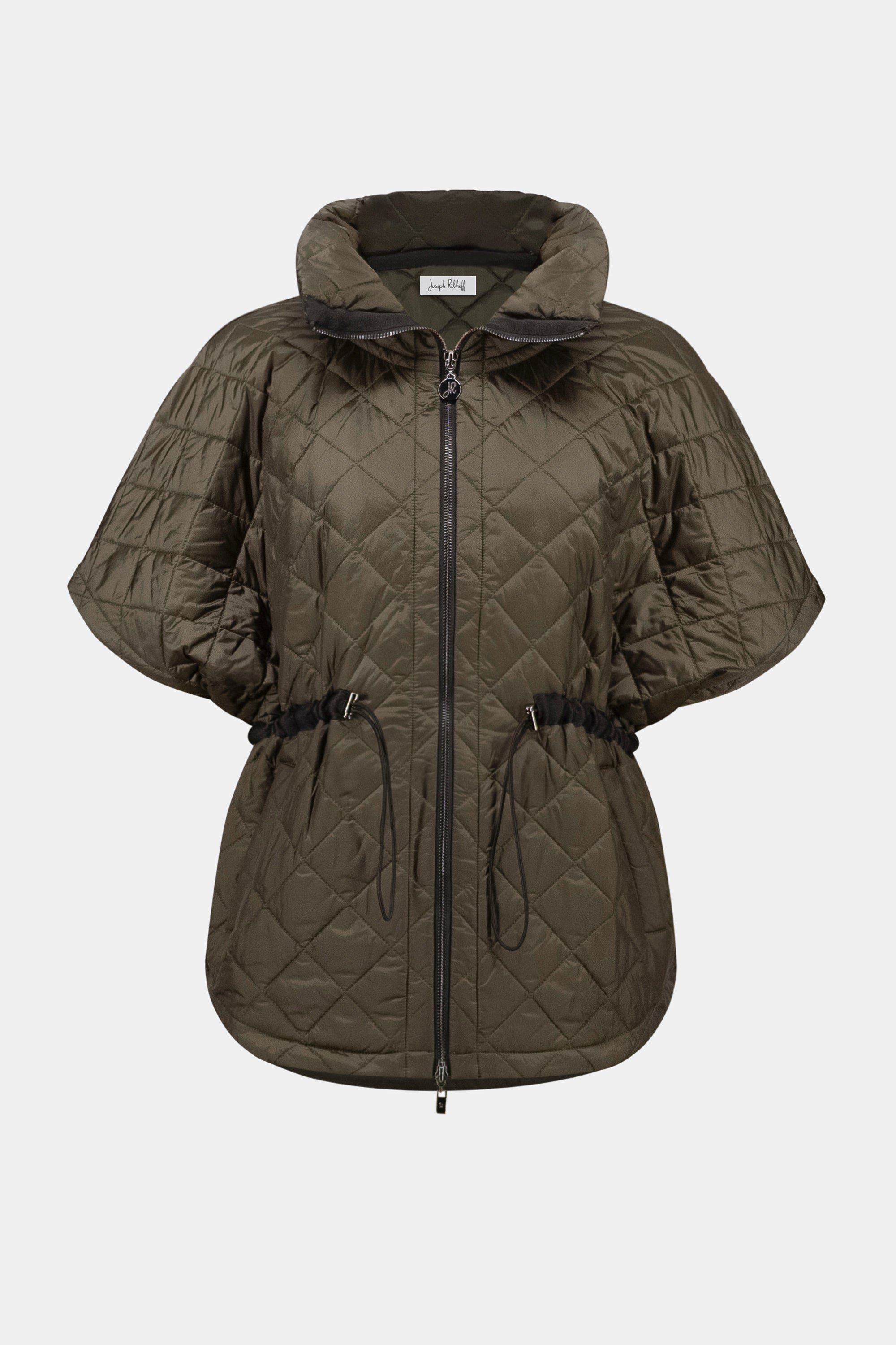 JOSEPH RIBKOFF QUILTED NYLON SHAWL-NECK BOXY VEST