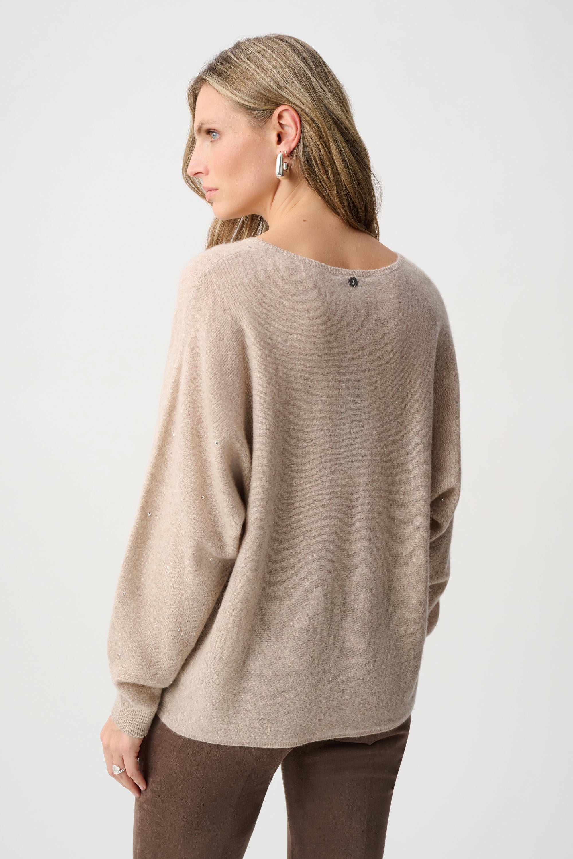 Joseph Ribkoff Cashmere Boxy Sweater With Rhinestone Detail
