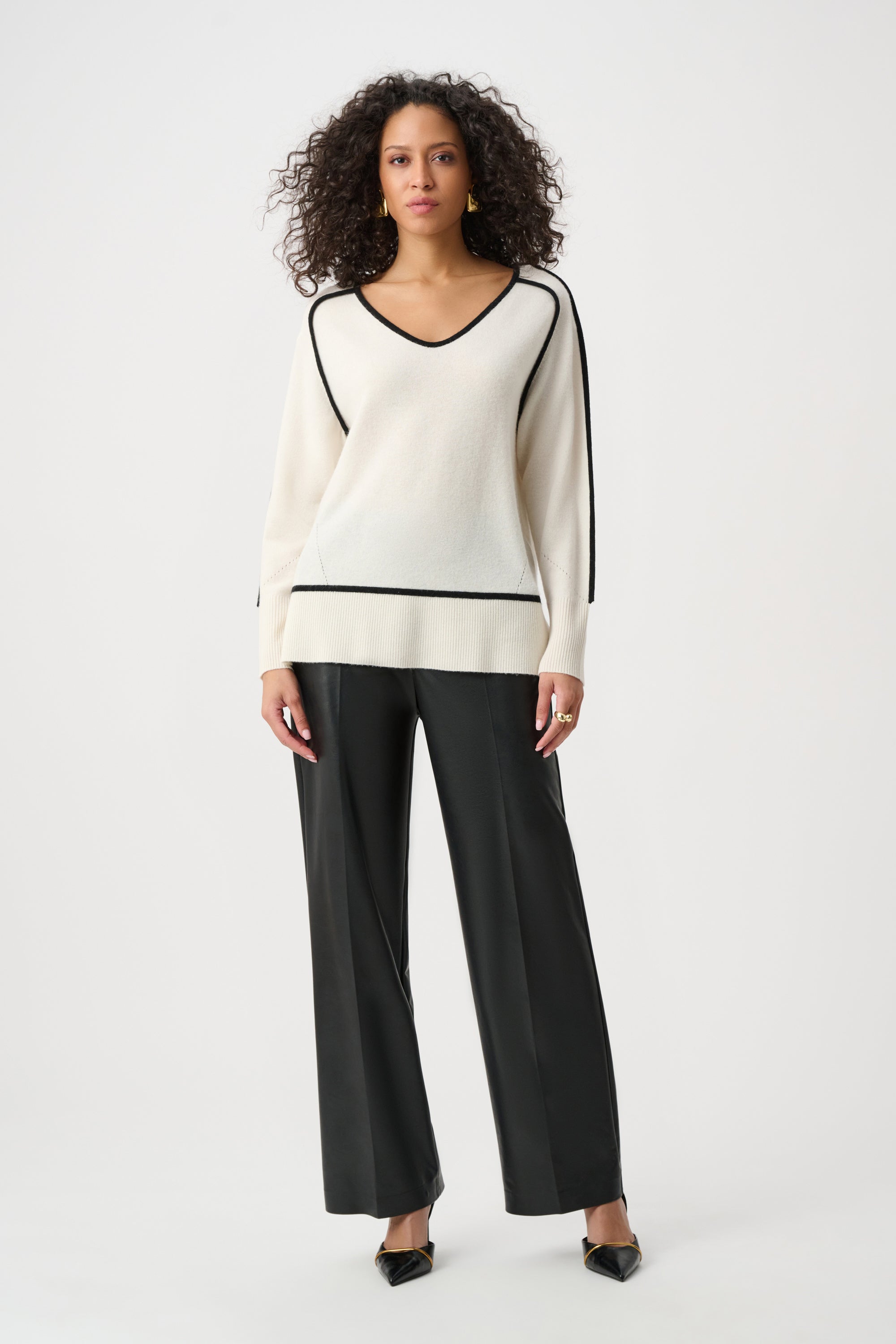 Joseph Ribkoff Cashmere and Wool Contrast Trim Sweater