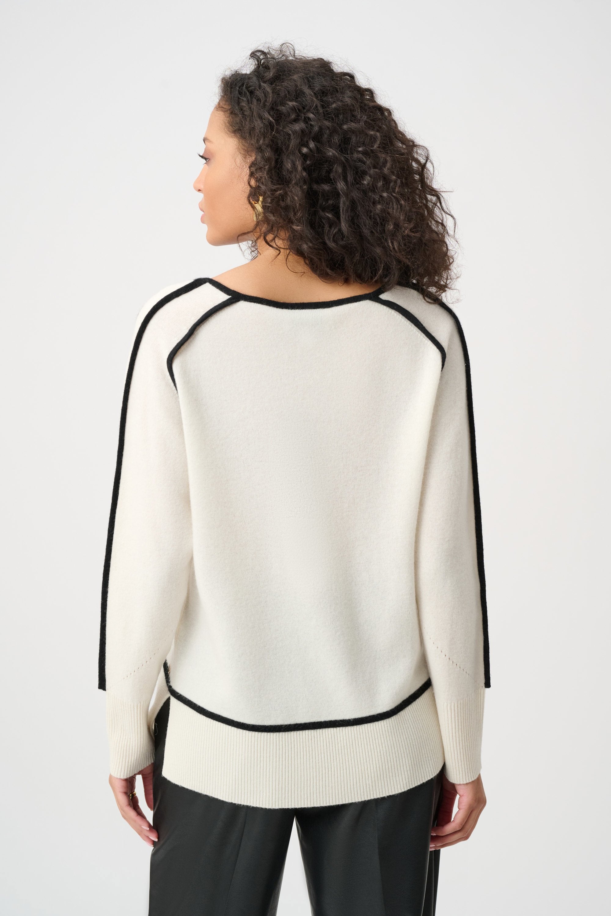Joseph Ribkoff Cashmere and Wool Contrast Trim Sweater