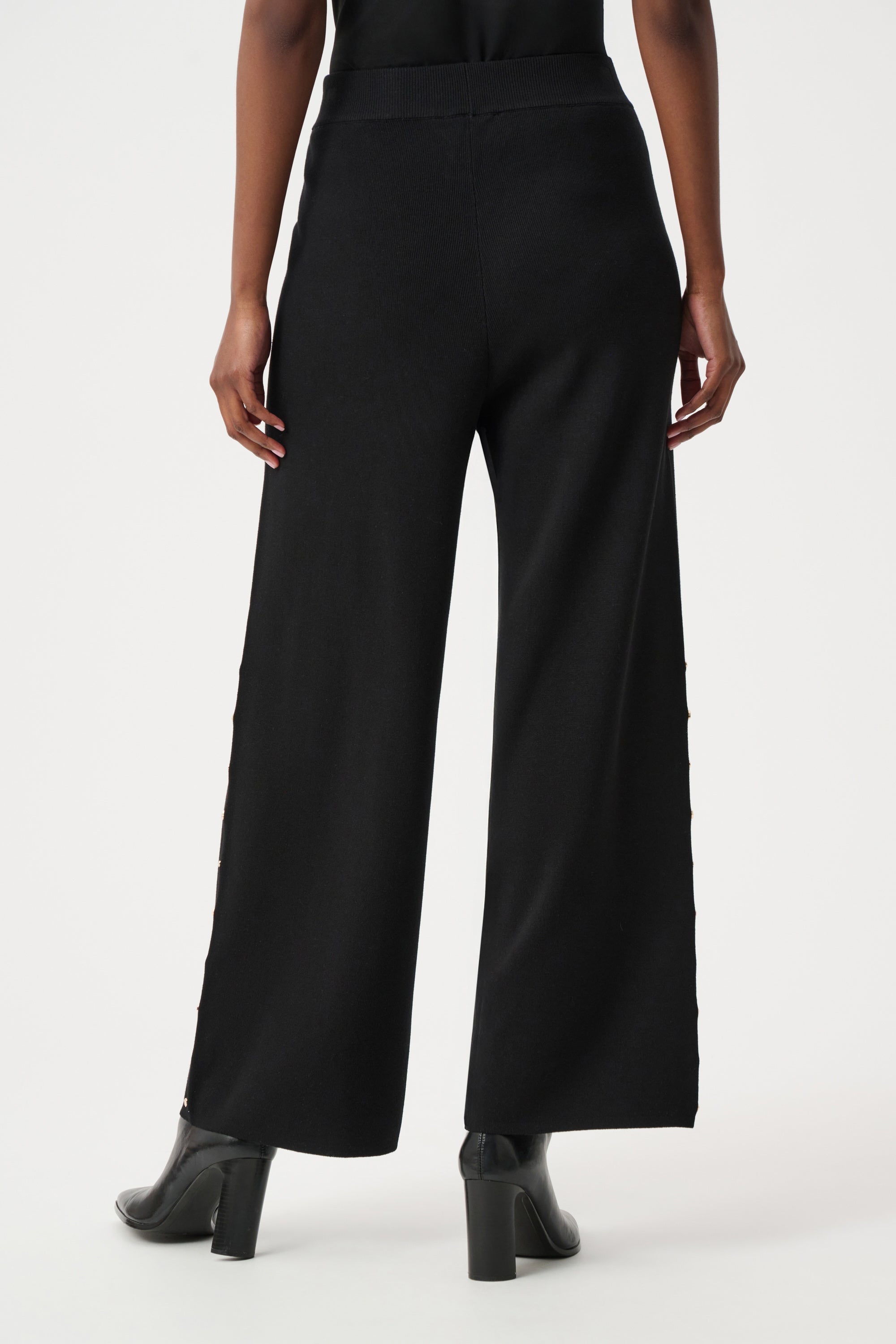Joseph Ribkoff Wide Leg Pull-On Sweater Pants With Metal Stud Detail