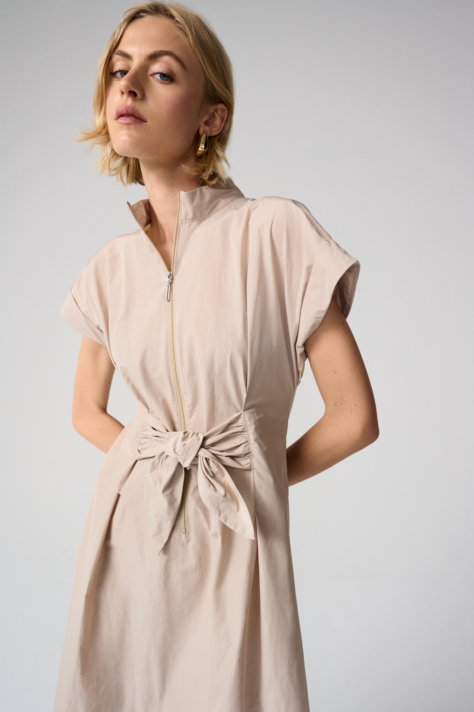 Joseph Ribkoff 261177 fit and flare dress with tie waist, back