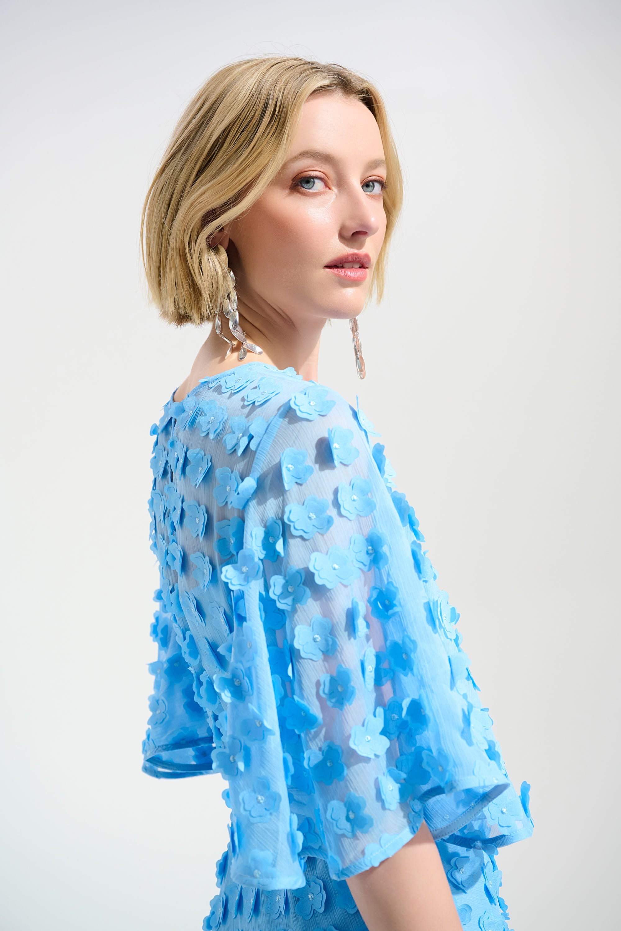 Signature | 3D Embroidered Chiffon Fit and Flare Dress