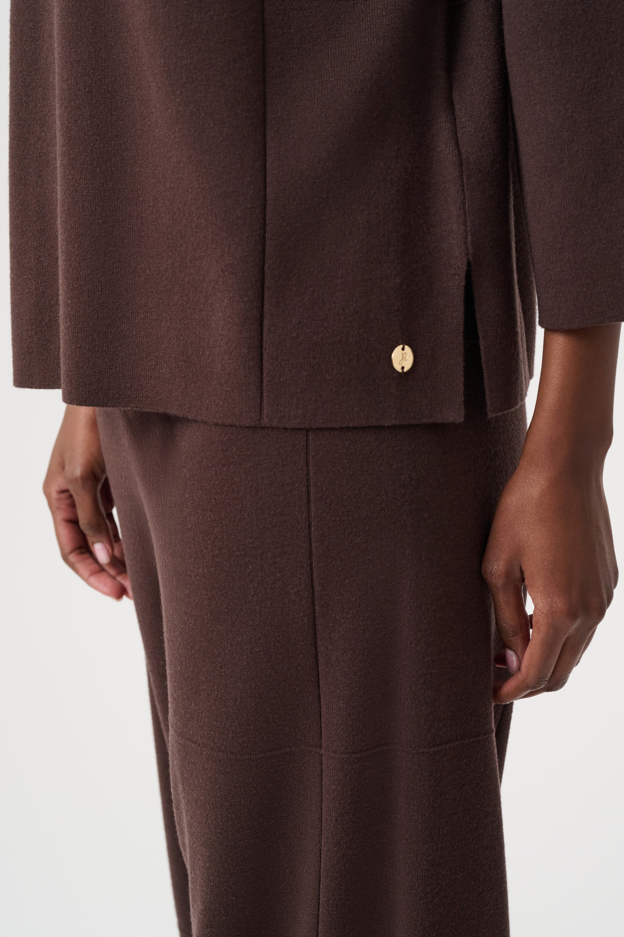 JOSEPH RIBKOFF BRUSHED VISCOSE STRAIGHT TOP WITH MOCK NECK