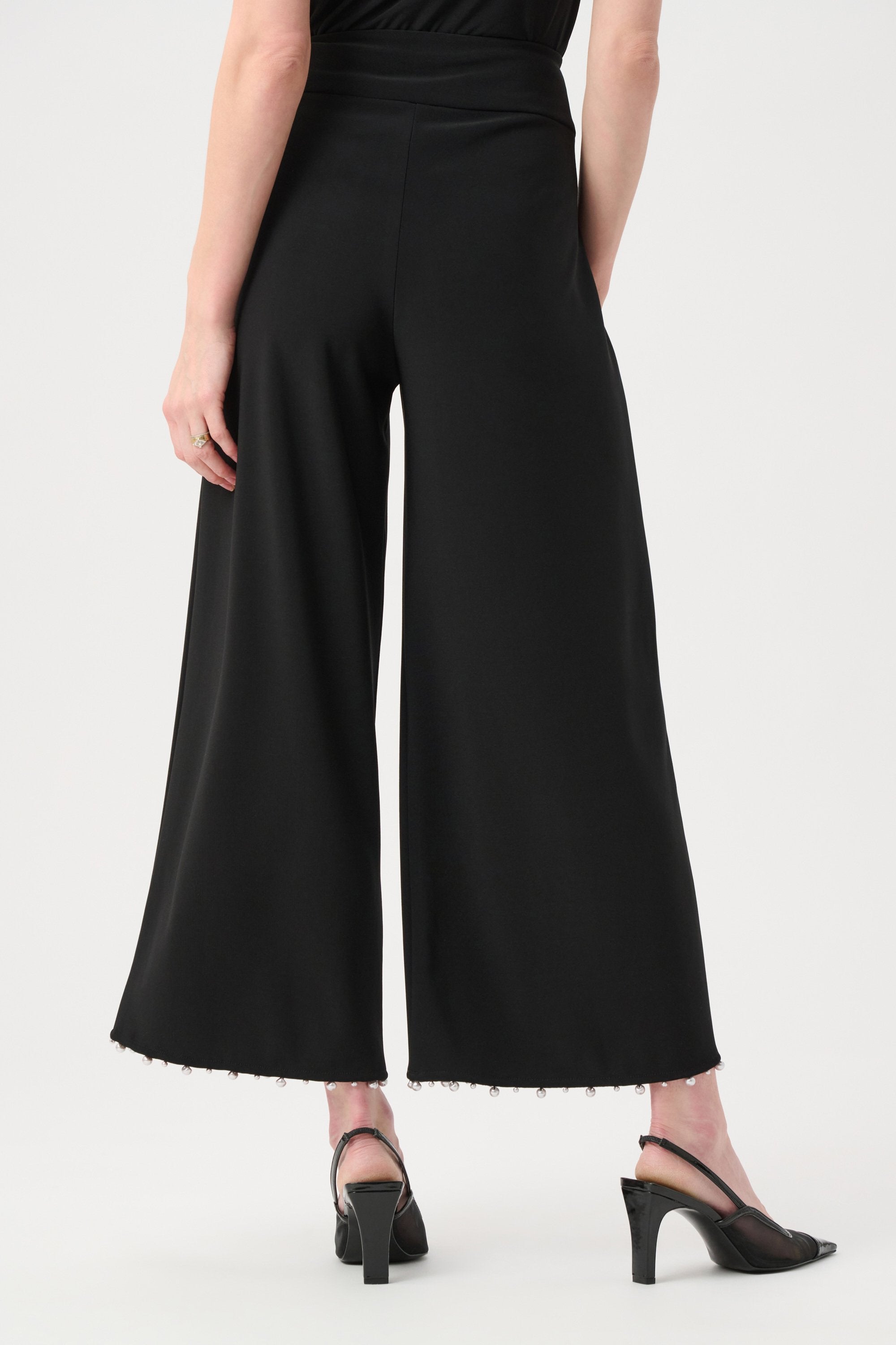Joseph Ribkoff Silky Knit Pearl-Trim Culotte Pants
