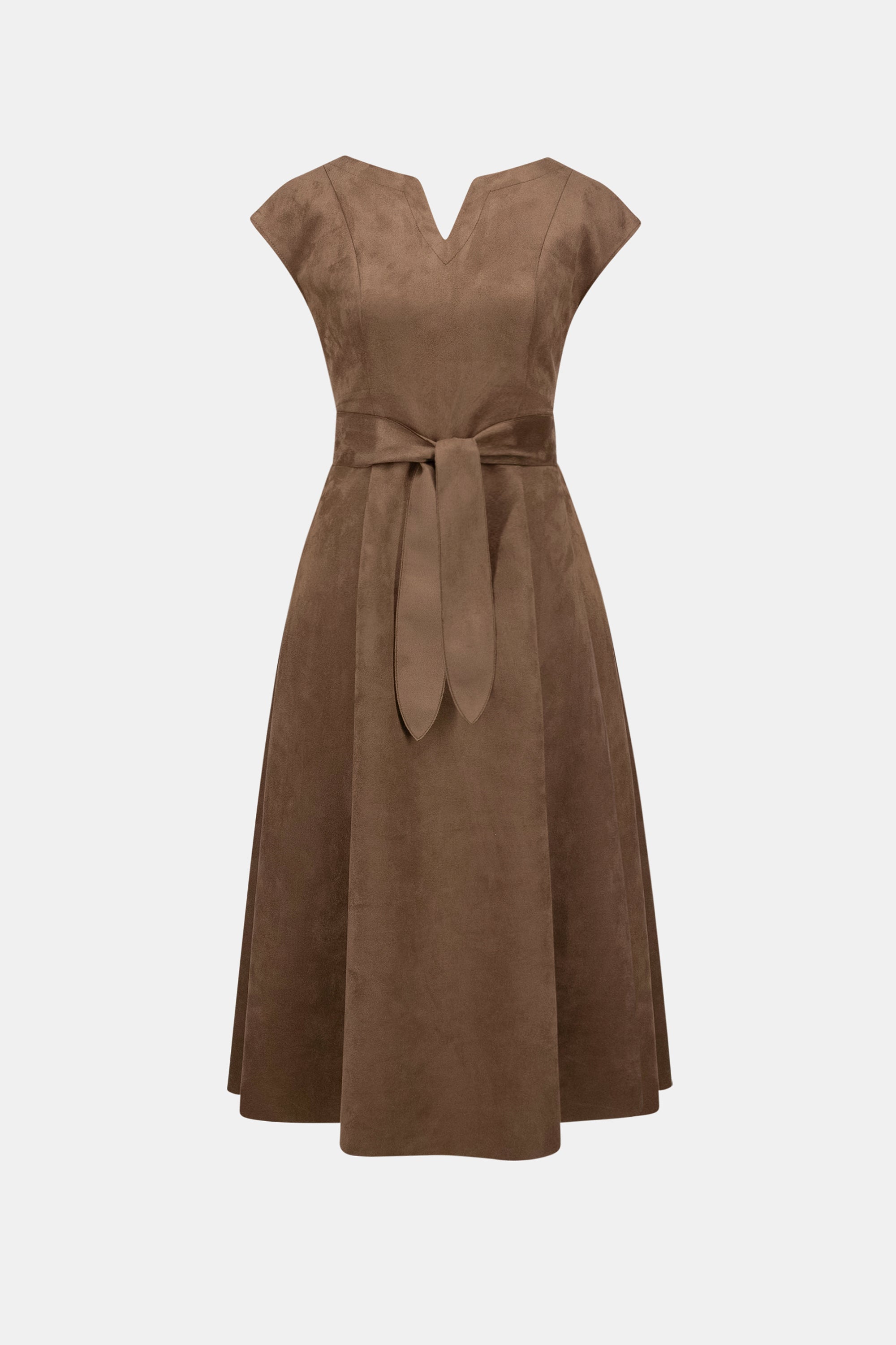 JOSEPH RIBKOFF SCUBA SUEDE FIT-AND-FLARE DRESS