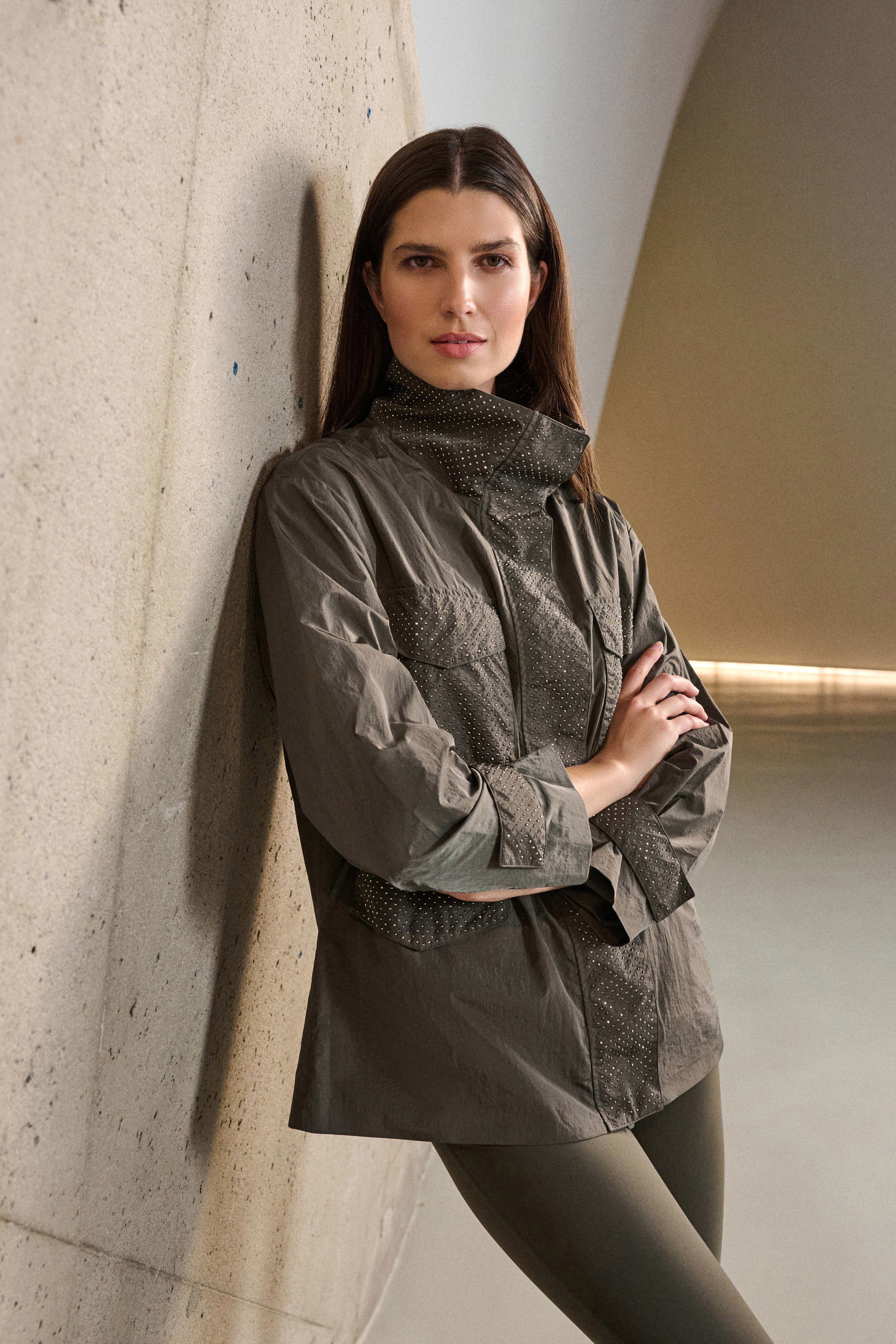 Joseph Ribkoff Nylon Mock-Neck Embellished Jacket