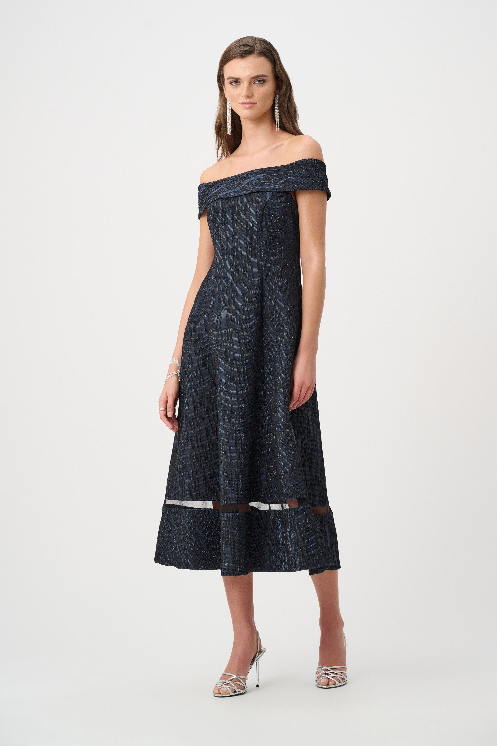 Joseph Ribkoff Signature Foil-Textured Jacquard Dress