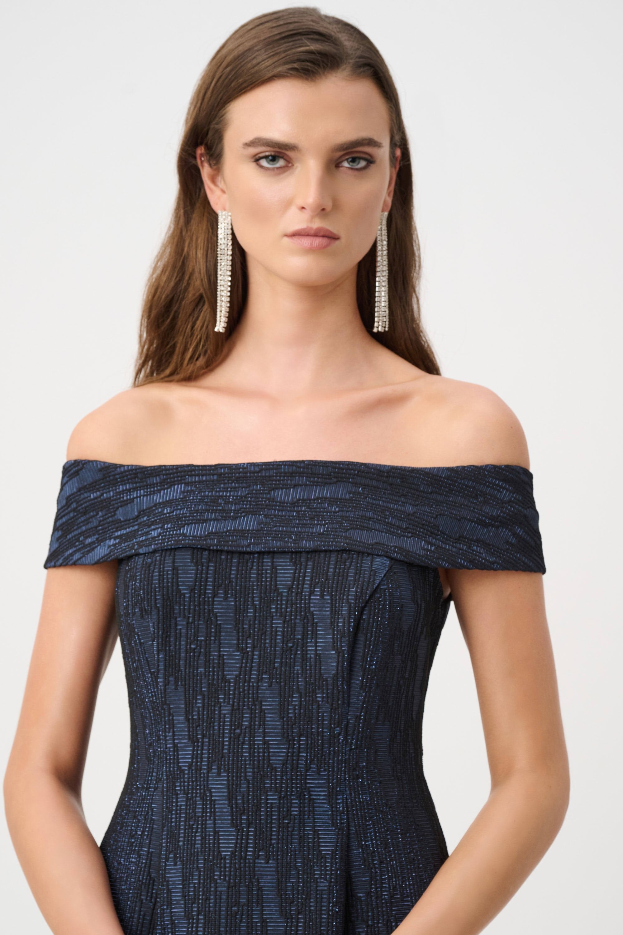 Joseph Ribkoff Signature Foil-Textured Jacquard Dress