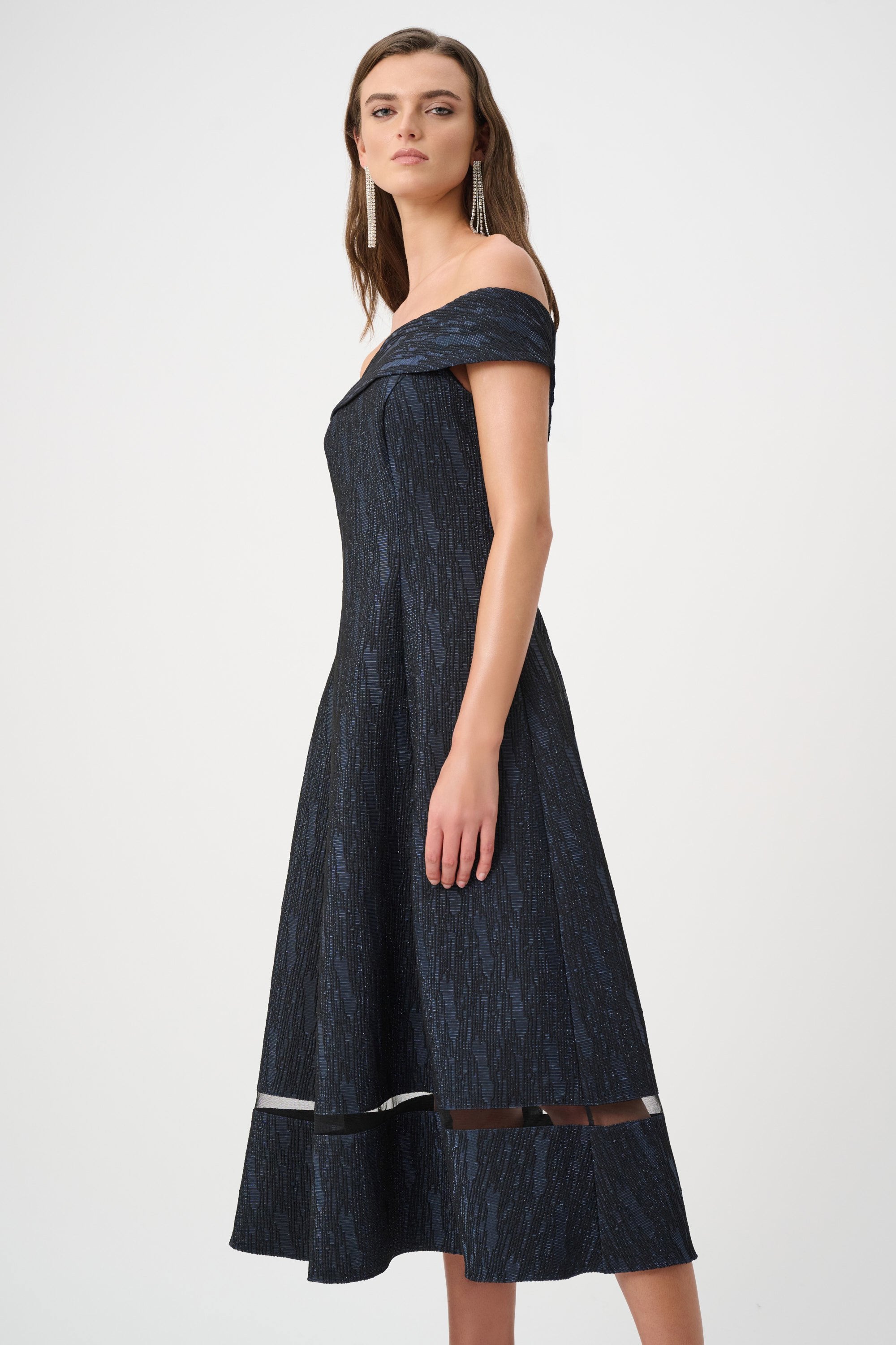 Joseph Ribkoff Signature Foil-Textured Jacquard Dress