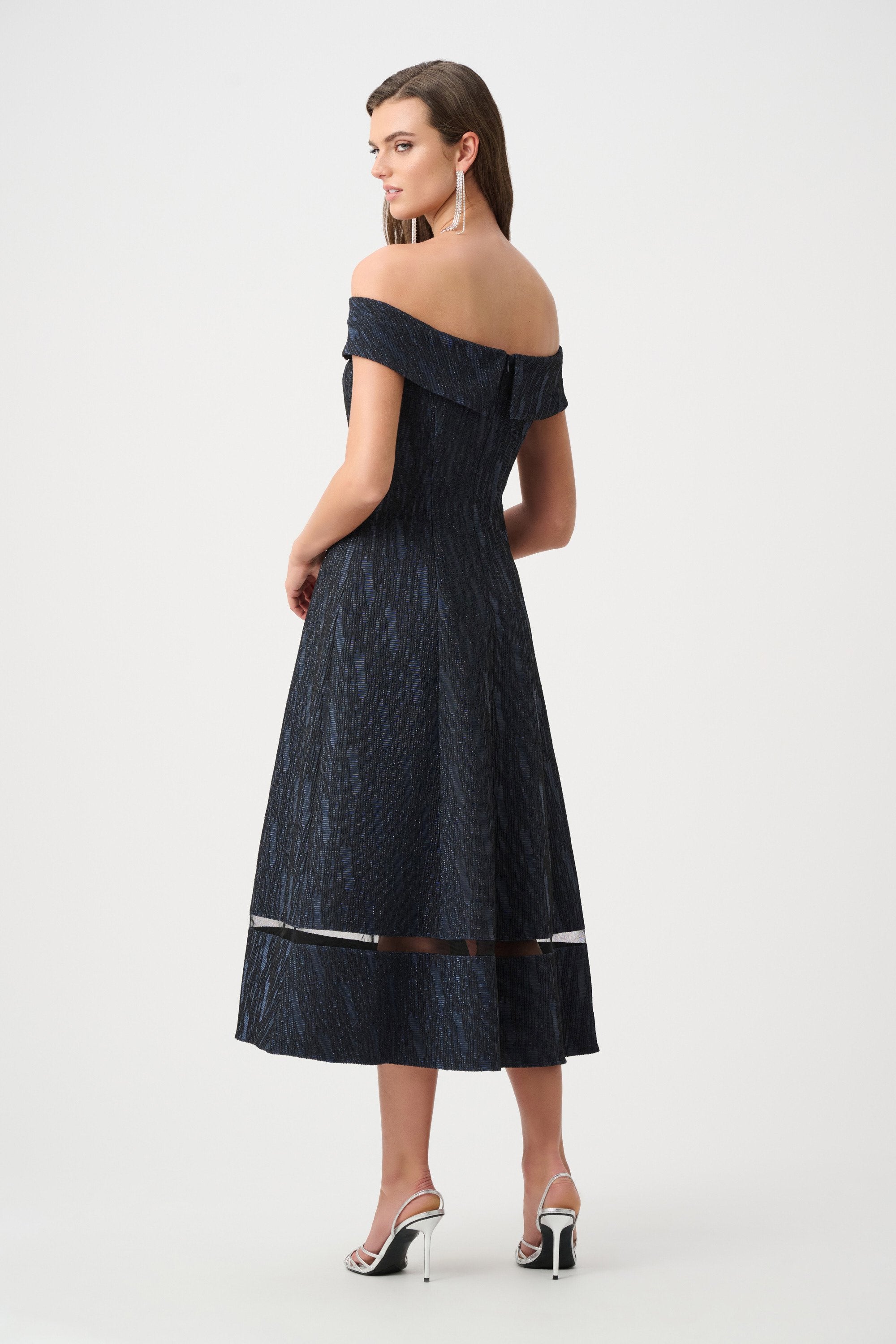Joseph Ribkoff Signature Foil-Textured Jacquard Dress