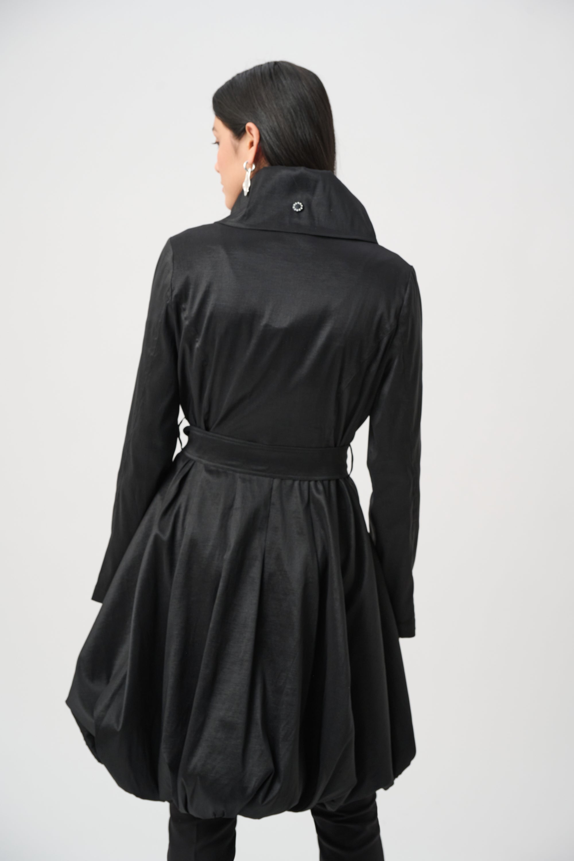 Joseph Ribkoff Stretch Taffeta Belted Fit & Flare Balloon Coat