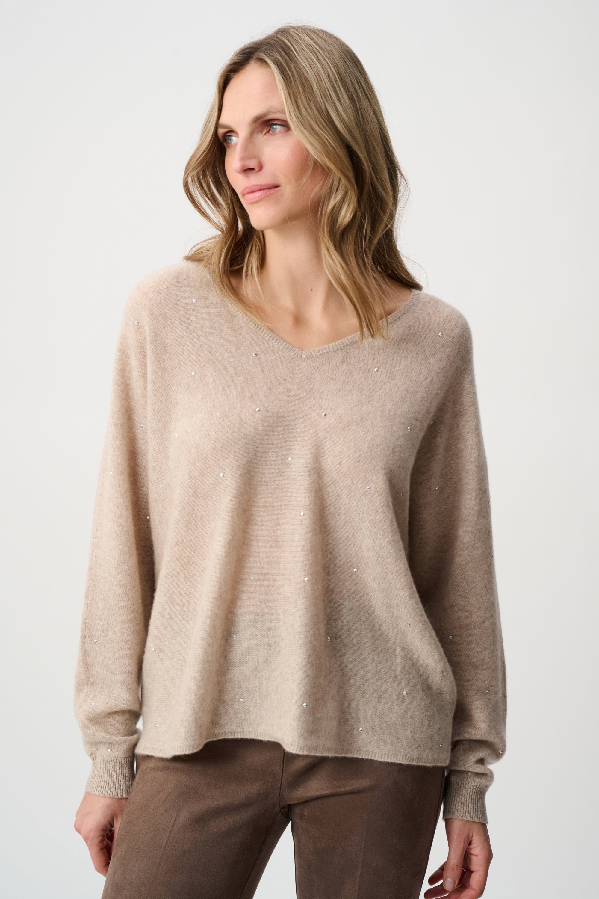 Joseph Ribkoff Cashmere Boxy Sweater With Rhinestone Detail