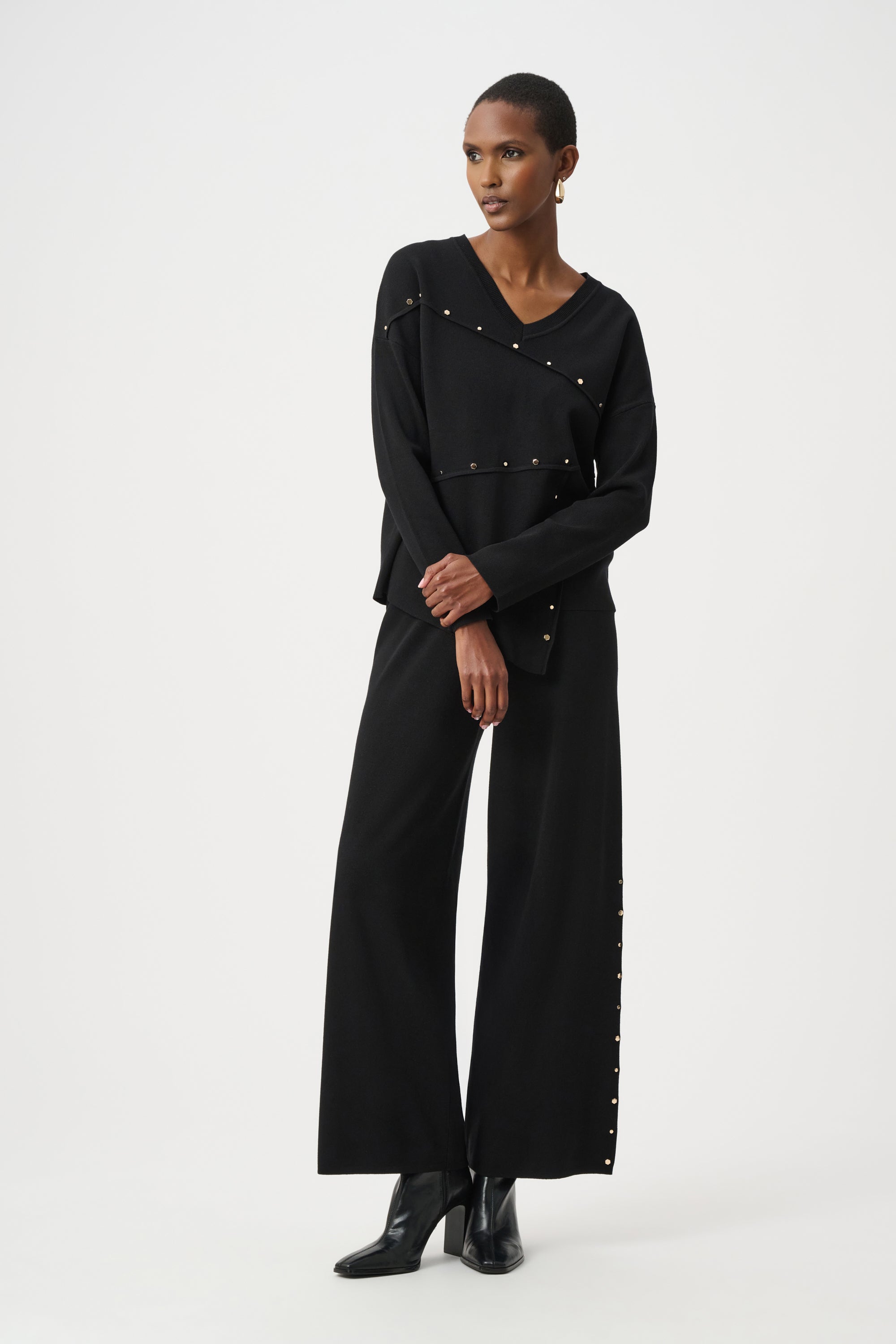 Joseph Ribkoff Asymmetric Sweater With Metal Stud Detail