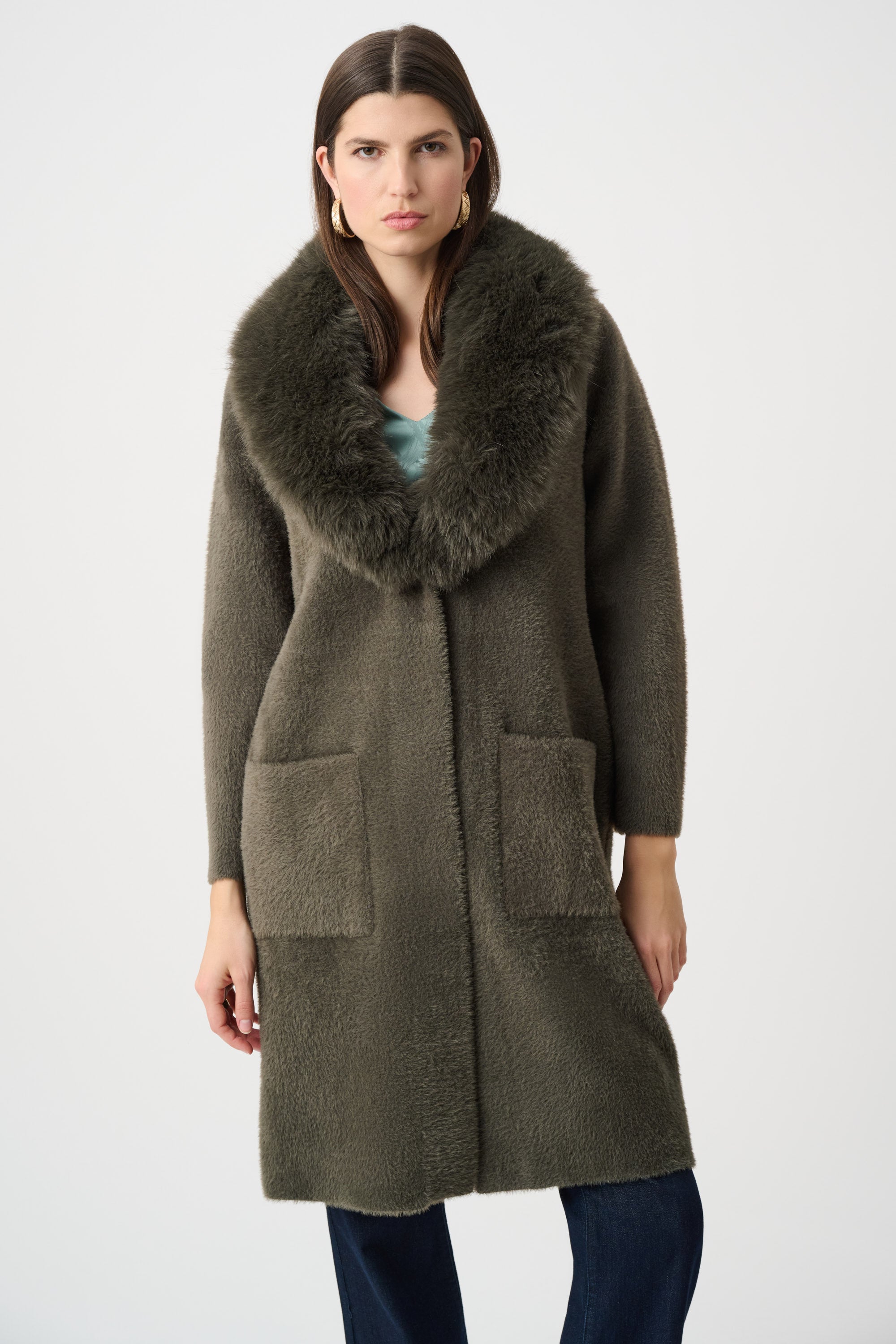 JOSEPH RIBKOFF FEATHER YARN KNIT COAT