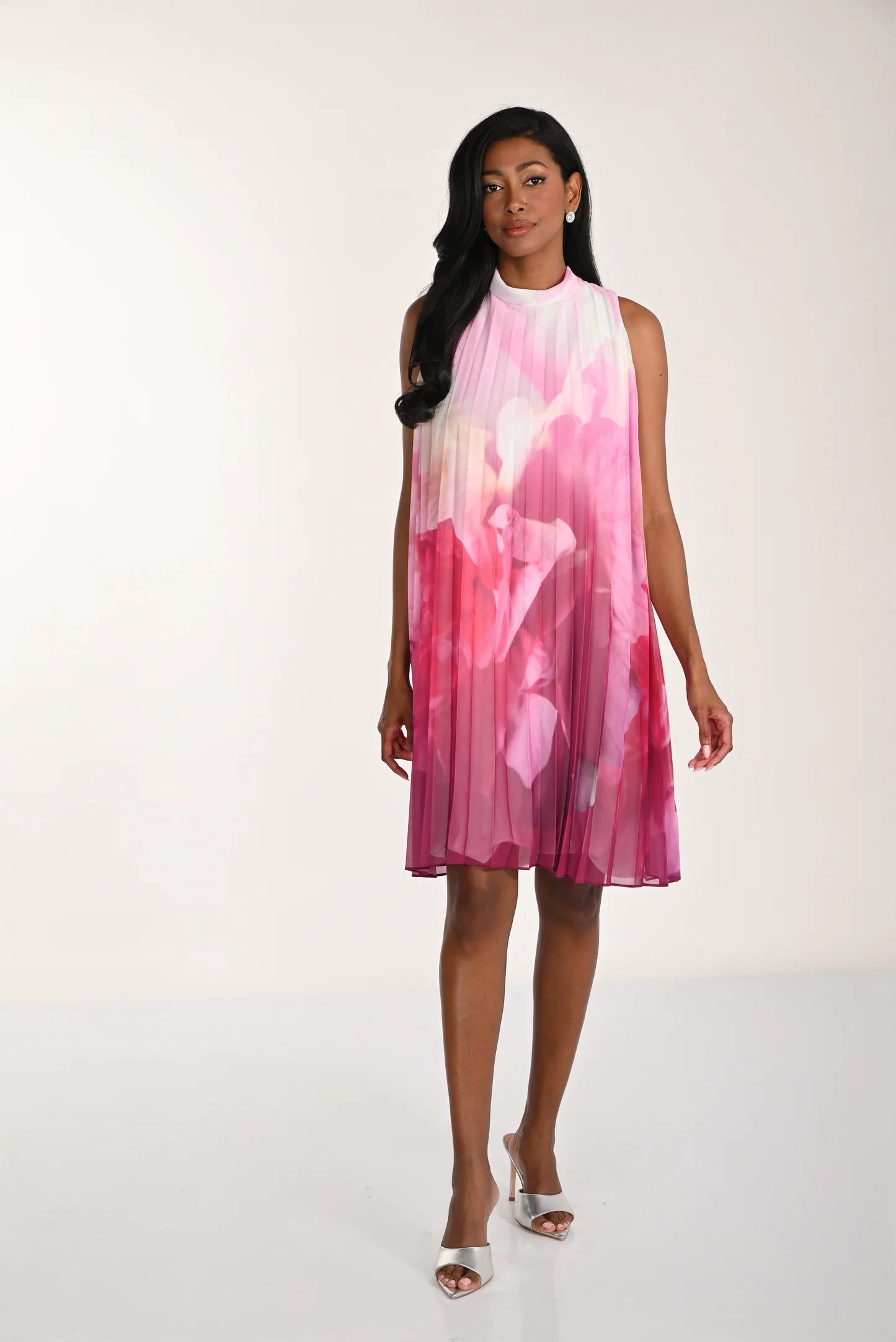 Frank Lyman  - Woven Dress - White/Begonia