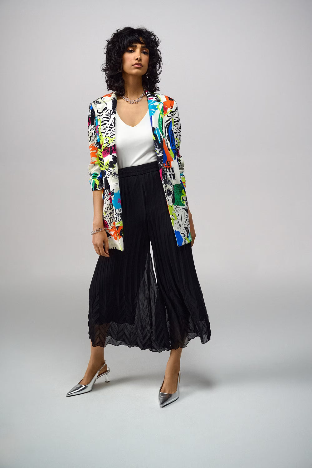 Joseph Ribkoff - Abstract Text-Print Single-Breasted Jacket